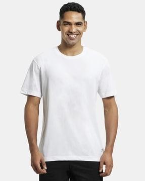 regular fit 2714 super combed cotton rich solid round-neck half sleeve t-shirt