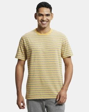 regular fit 2715 super combed cotton rich striped round-neck half sleeve t-shirt