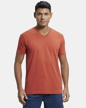 regular fit 2726 super combed cotton rich v-neck half sleeve t-shirt