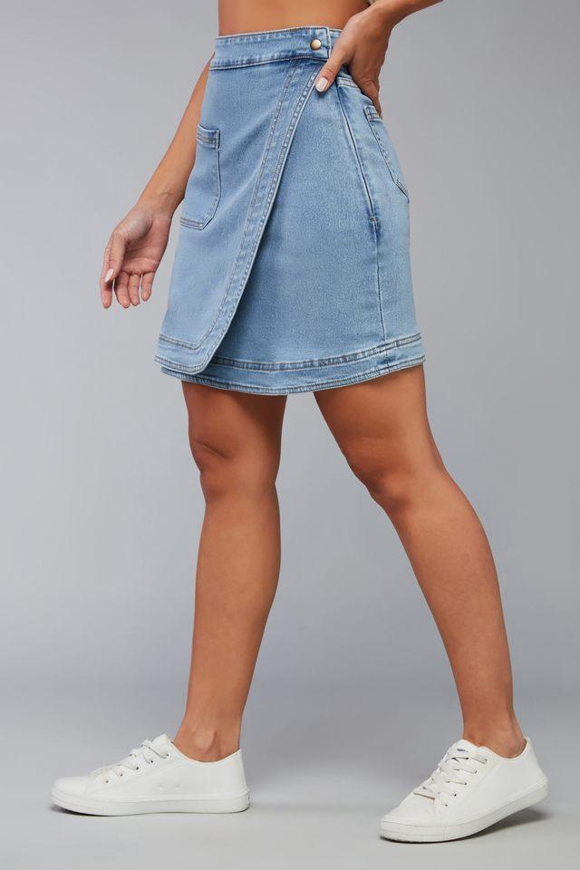 regular fit above knee denim womens casual wear skirt