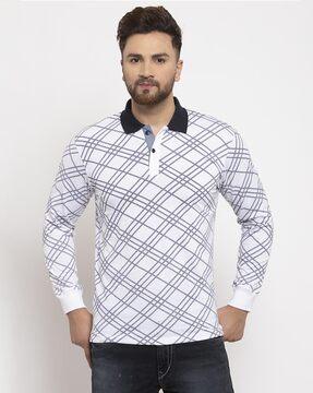 regular fit abstract full sleeve polo t-shirt