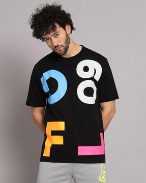 regular fit alphabets print crew-neck t-shirt