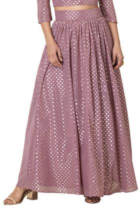 regular fit ankle length georgette women's festive wear skirt - pink