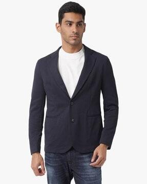 regular fit blazer with flap pockets