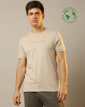 regular fit brand embossed crew-neck t-shirt