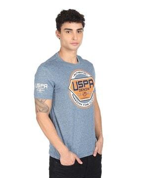 regular fit brand print crew neck t-shirt