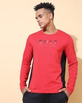 regular fit brand print crew-neck t-shirt