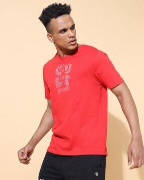 regular fit brand print crew-neck t-shirt