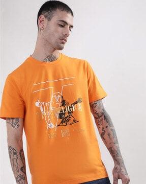 regular fit brand print crew-neck t-shirt