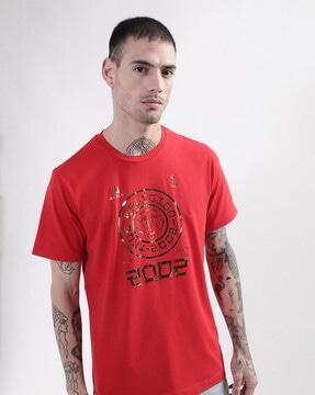 regular fit brand print crew-neck t-shirt