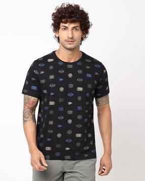 regular fit brand print crew-neck t-shirt