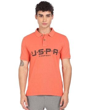 regular fit brand print polo shirt