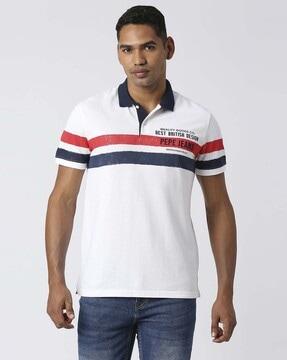 regular fit brian placement print polo t-shirt
