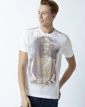 regular fit buddha print crew-neck t-shirt