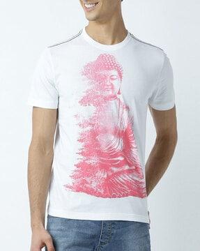 regular fit buddha print crew-neck t-shirt