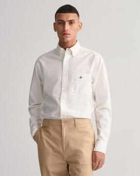 regular fit button-down collar shirt with patch pocket