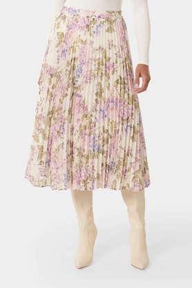 regular fit calf length polyester women's casual wear skirt - print