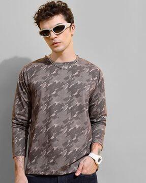 regular fit camouflage print crew-neck t-shirt