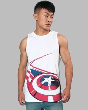 regular fit captain america print round-neck t-shirt