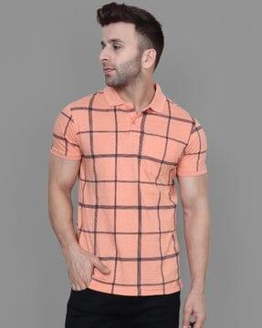 regular fit checked polo t-shirt