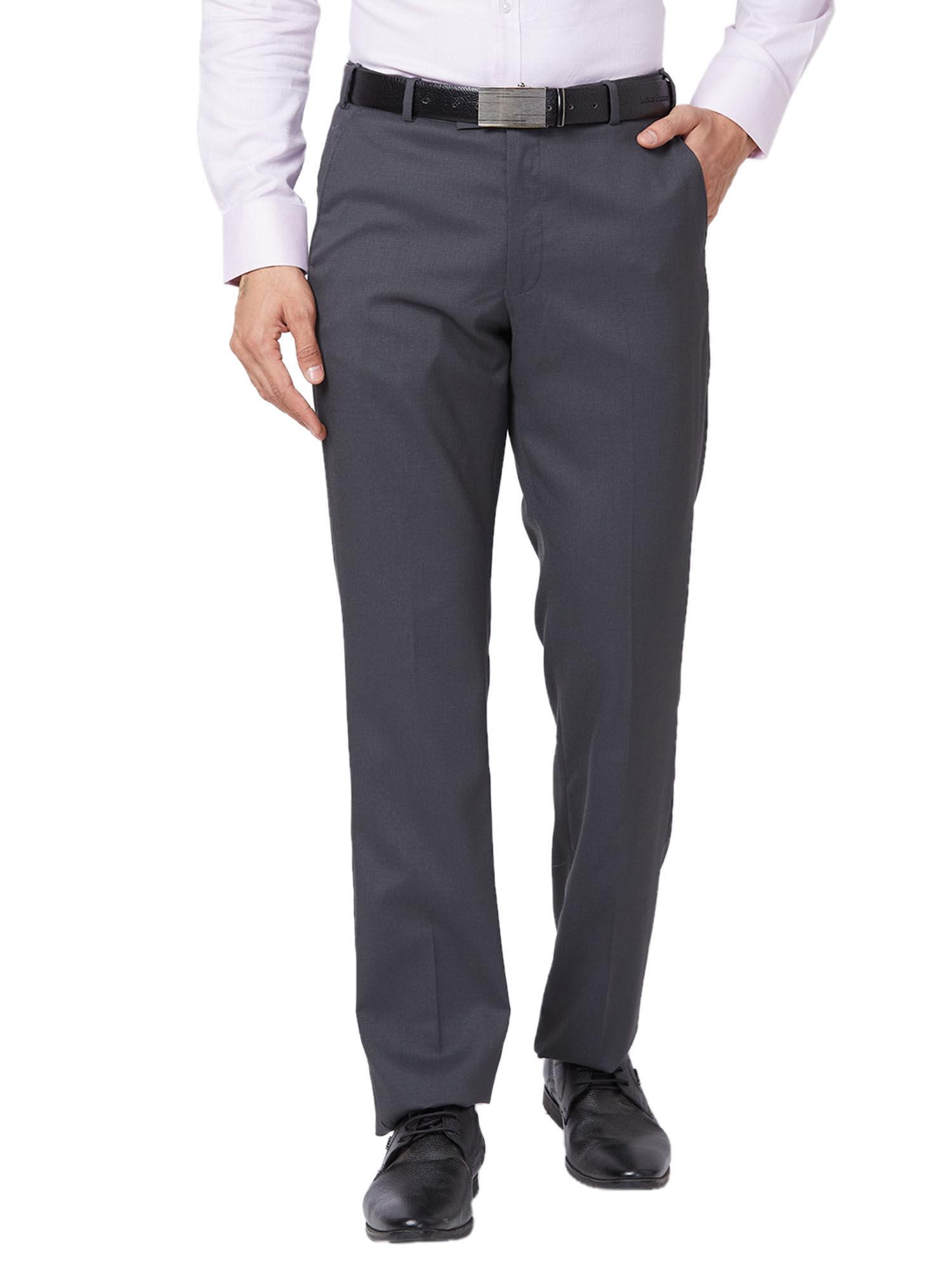 regular fit checkered dark grey formal trouser