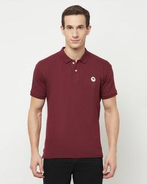 regular fit collar-neck polo t-shirt