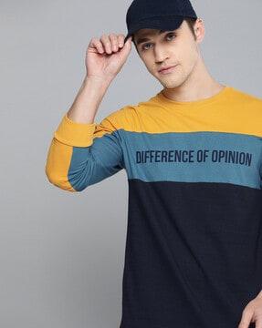 regular fit color block round neck t-shirt