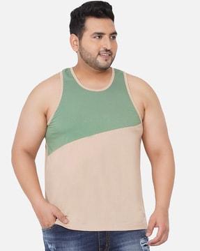 regular fit colorblock plus size round-neck t-shirt