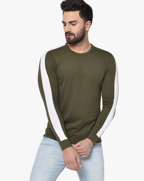 regular fit colour block full sleeves t-shirt