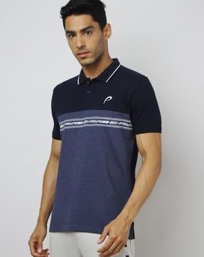 regular fit colourblock cotton polo t-shirt