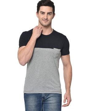 regular fit colourblock crew- neck t-shirt