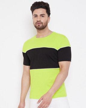 regular fit colourblock crew-neck t-shirt