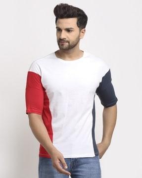 regular fit colourblock crew-neck t-shirt