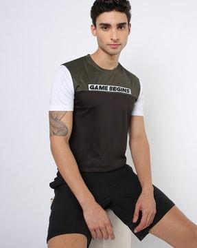 regular fit colourblock crew-neck t-shirt