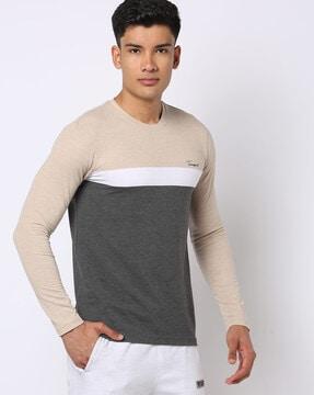 regular fit colourblock crew-neck t-shirt