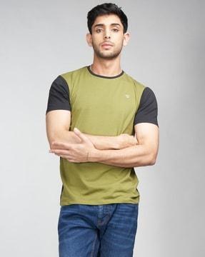 regular fit colourblock crew-neck t-shirt