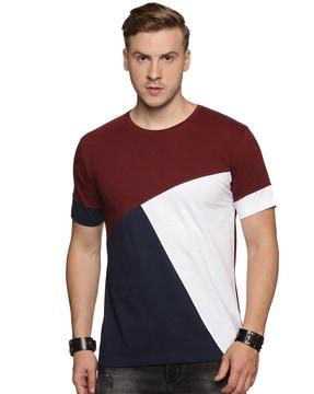 regular fit colourblock crew-neck t-shirt