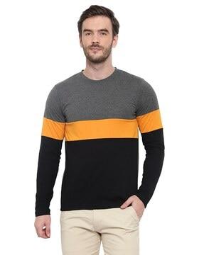 regular fit colourblock crew-neck t-shirt