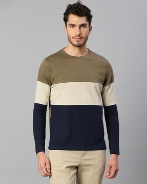 regular fit colourblock crew-neck t-shirt