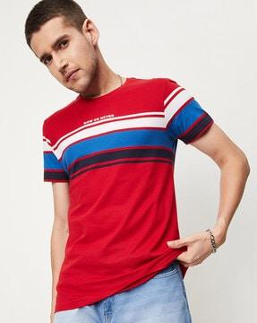 regular fit colourblock crew-neck t-shirt