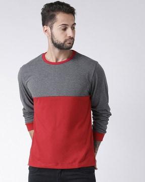 regular fit colourblock crew-neck t-shirt