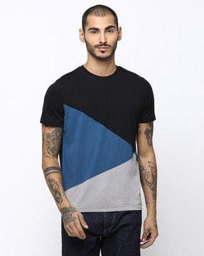 regular fit colourblock crew-neck t-shirt