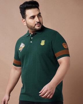 regular fit colourblock polo t-shirt with short sleeves