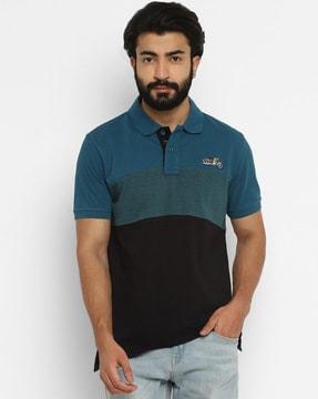 regular fit colourblock polo t-shirt