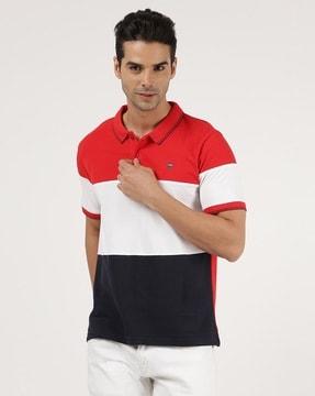 regular fit colourblock polo t-shirt