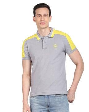 regular fit colourblock polo t-shirt