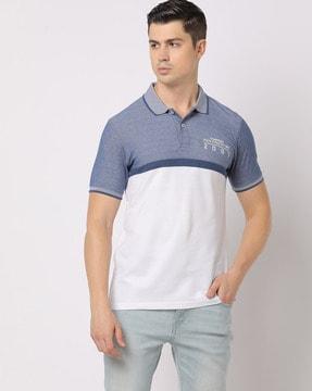 regular fit colourblock polo t-shirt