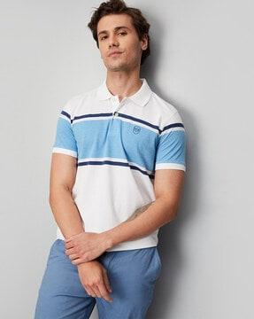 regular fit colourblock polo t-shirt