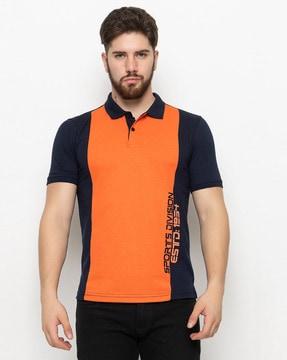 regular fit colourblock polo t-shirt