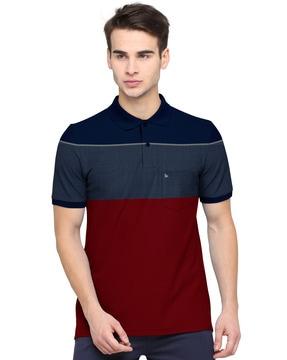 regular fit colourblock polo t-shirt